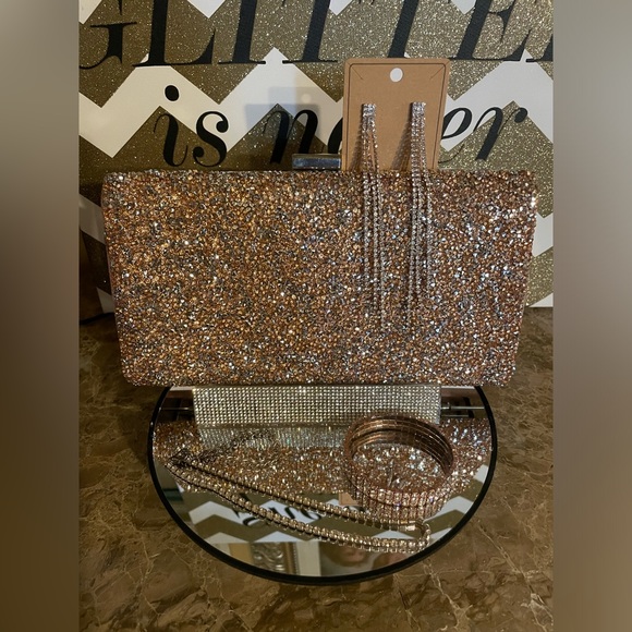 JEWEL BADGLEY MISCHKA Beautiful Rose Gold Evening Heels Size 8 W/Accessory Set - Picture 9 of 15